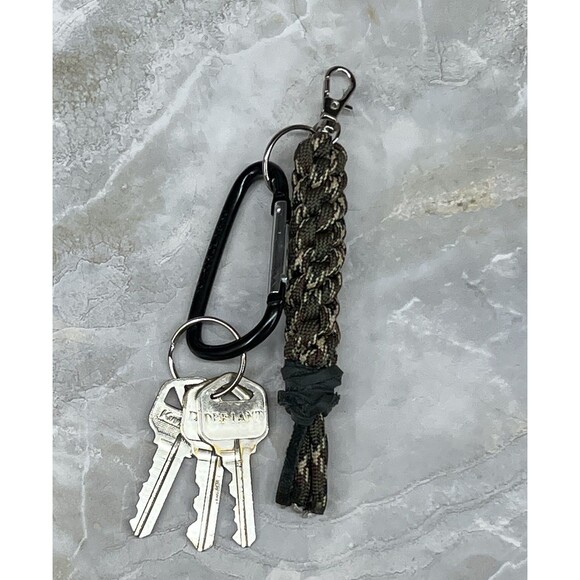 Paracord Braided Keychain Carabiner Key Ring Green Handmade Macrame Swivel Clasp - Picture 3 of 12